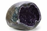 Glistening Deep Purple Amethyst Geode with Calcite #345943-1
